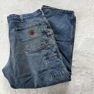 Carhartt Jeans Mens 38x30 Fleece Lined Dungaree Fit Carpenter Workwear Denim